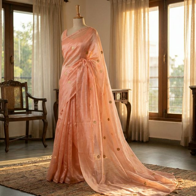 Peach Chanderi Saree