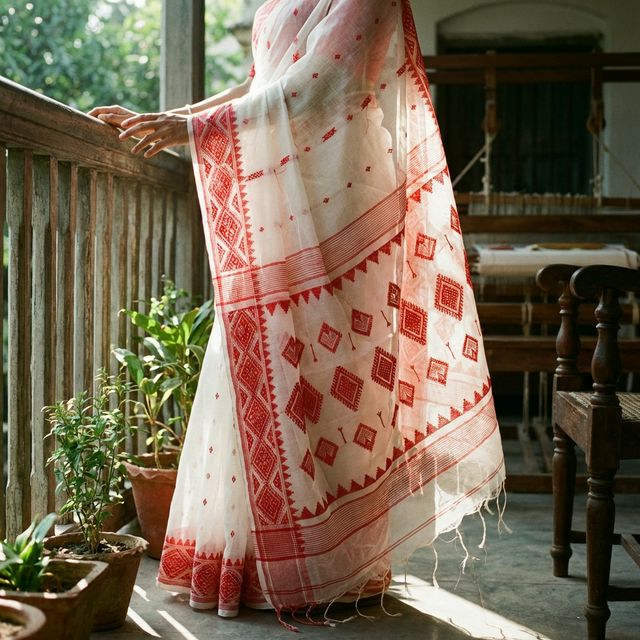 White Jamdani Saree