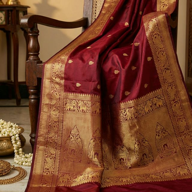 Royal Maroon Kanjivaram Saree