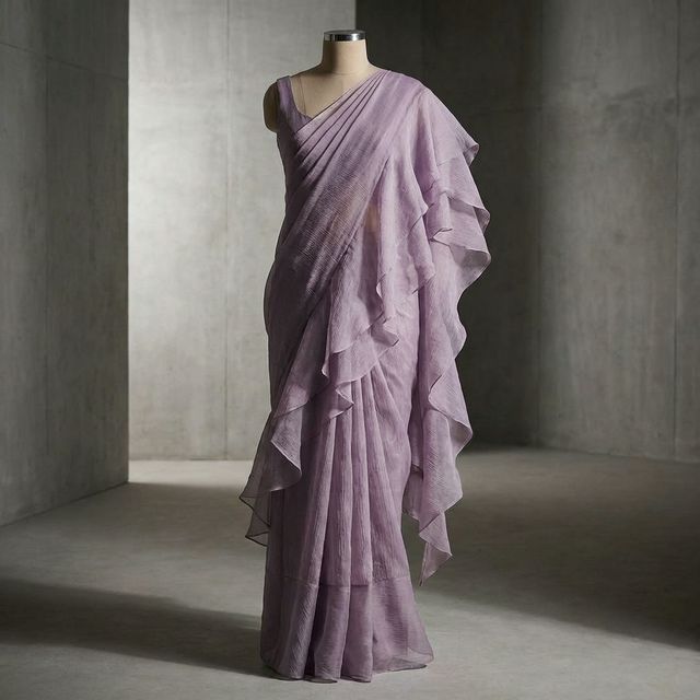 Lavender Ruffle Saree